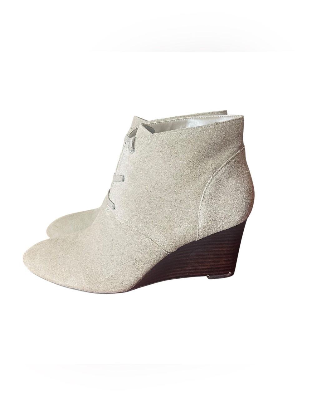 Lauren Ralph Lauren Beige Suede Wedge Ankle Boots